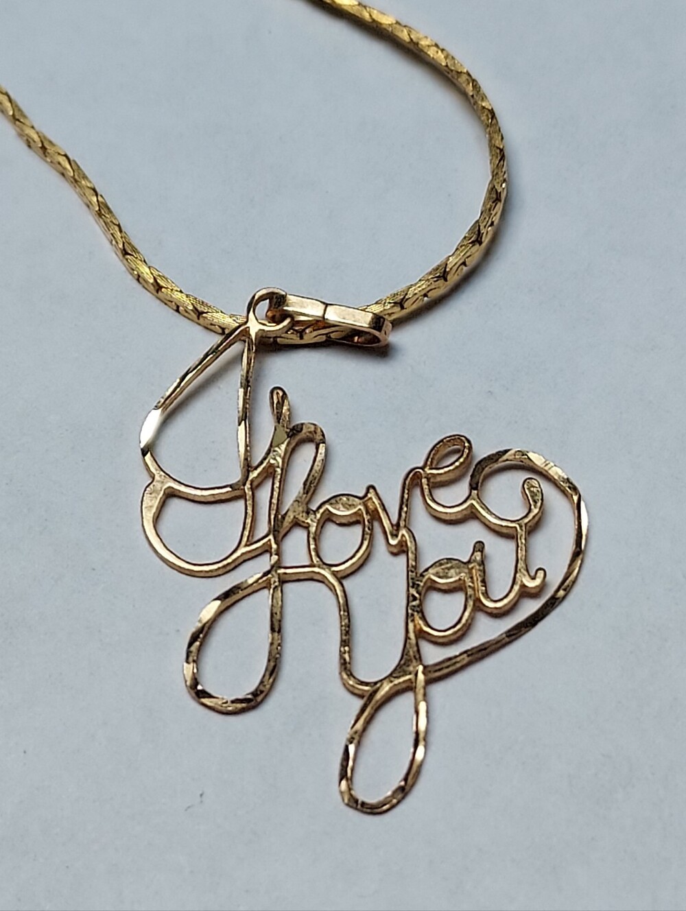 I Love You 14K Gold Necklace Charm Pendant